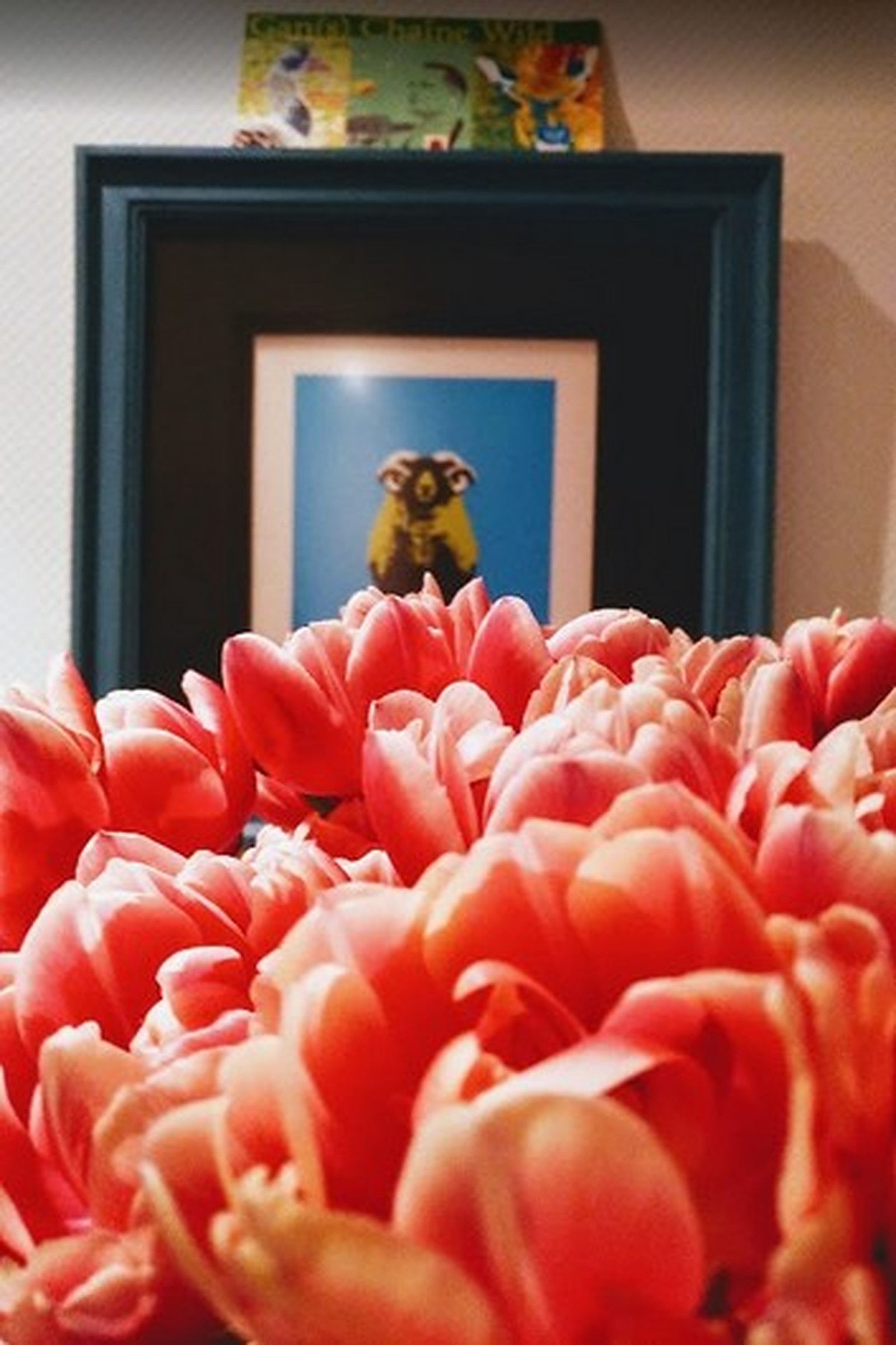 Tulips with a small sheep ornament